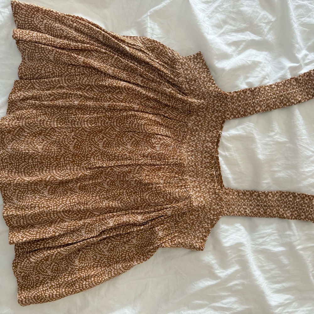 Brown Patterned Sleeveless Top